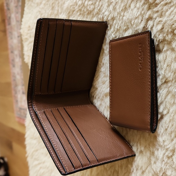 NWT Coach Men's Compact ID Dark Saddle Calf Leather 3-in-1 Wallet 🤎 - Picture 7 of 15